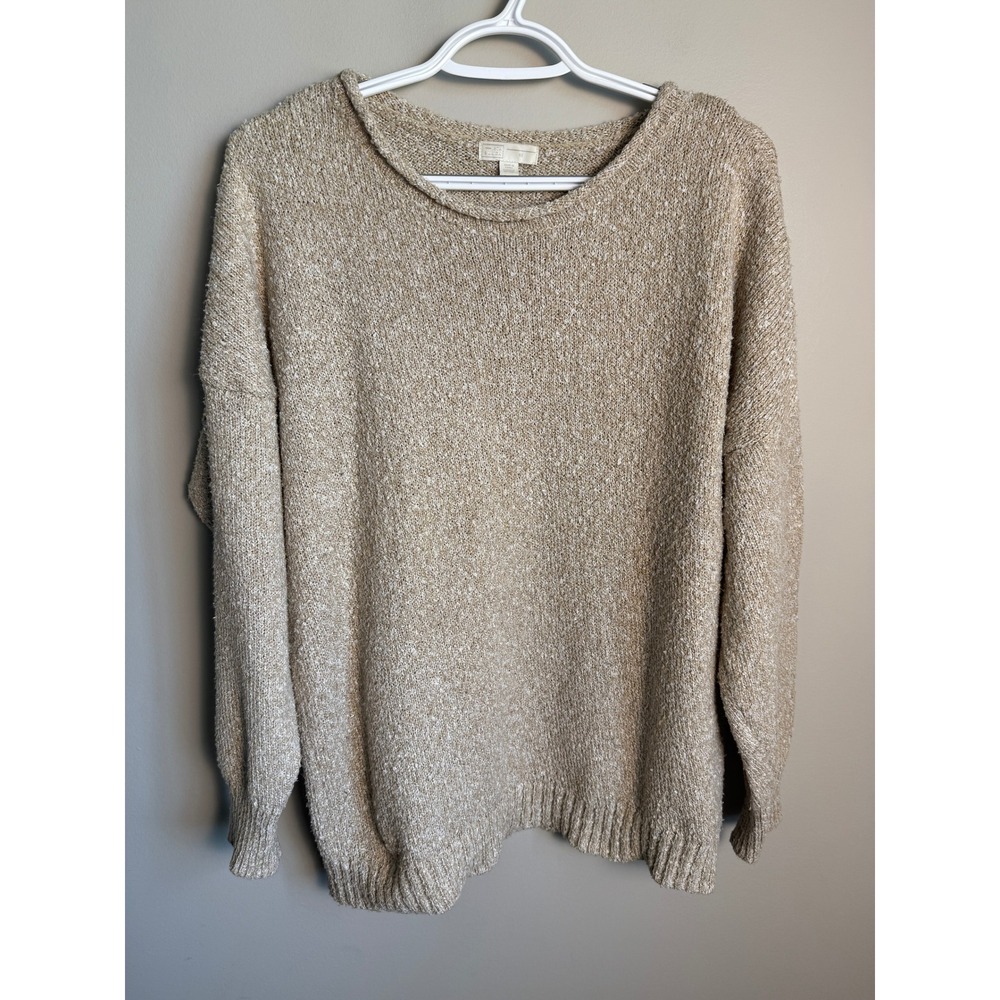 14th & Union Heather Tan Boucle Knit Oversized Pullover Sweater XS Minimalist